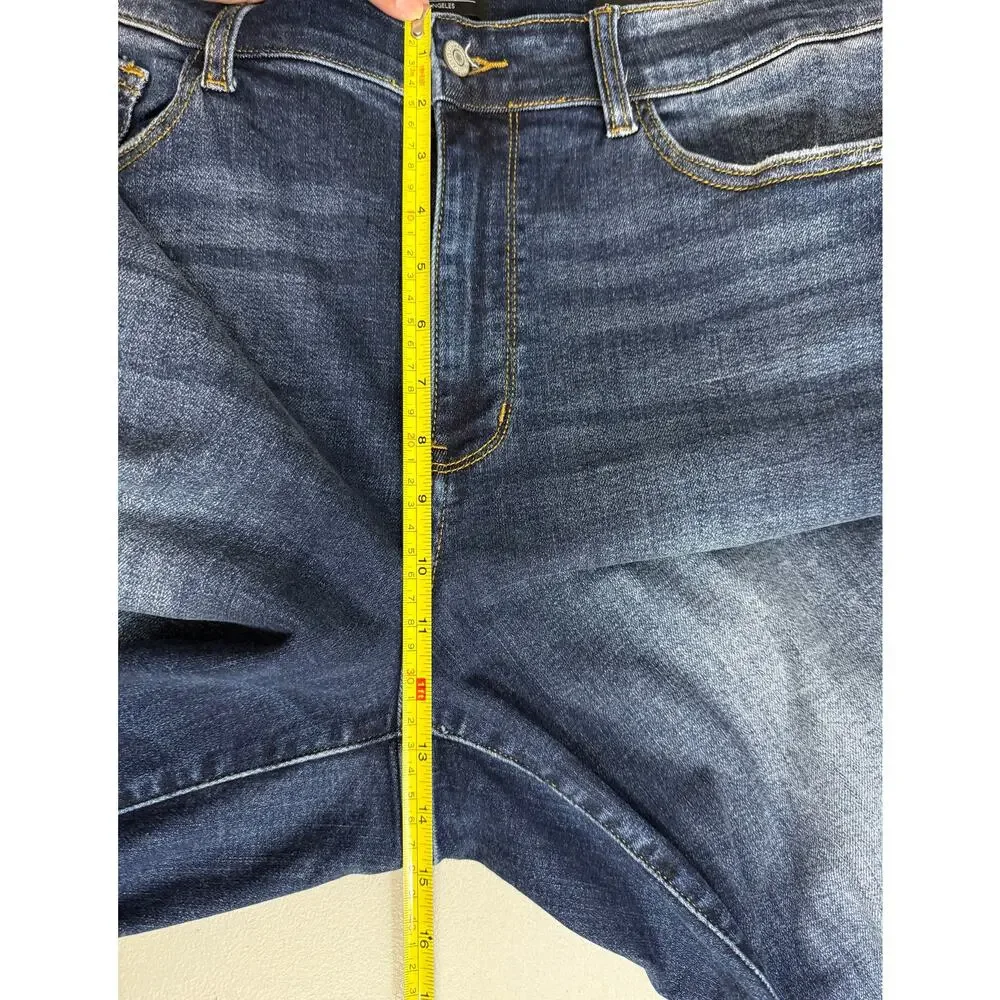 Judy Blue High Rise Straight Fit Distressed Jeans 18W Fray Hem Stretch Denim